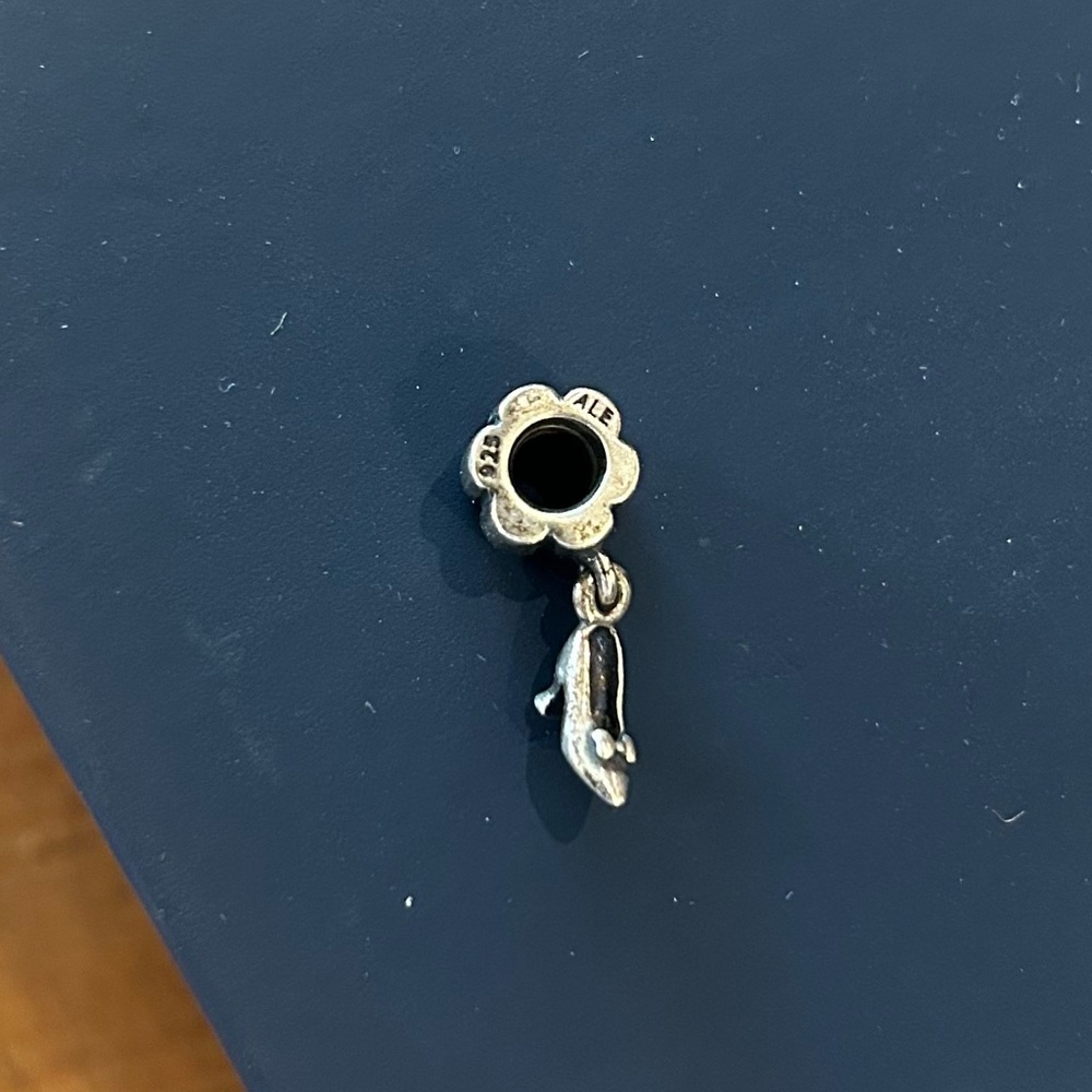 Pandora Silver Flower Charm with Shoe Pendant